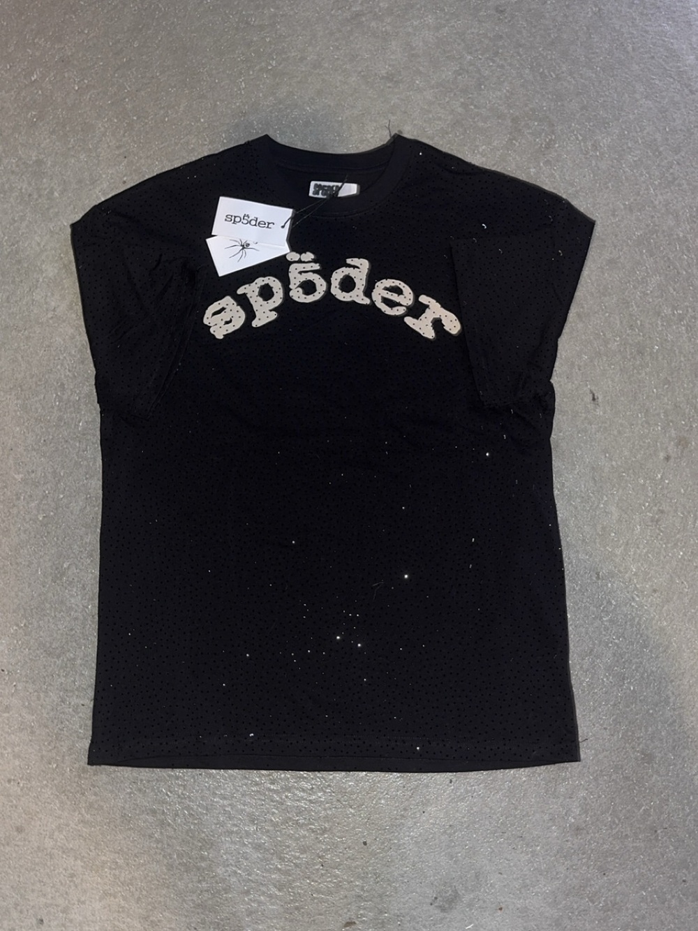 sp5der Men's Black Logo Short-Sleeve Button Down Shirt